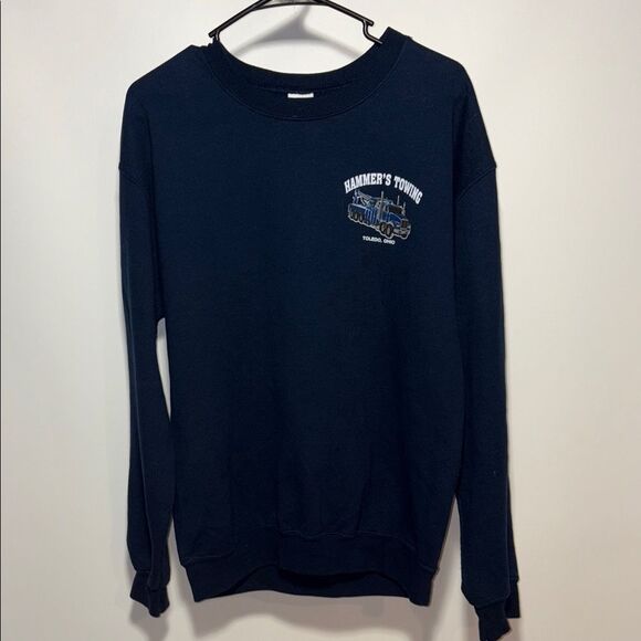 Gildan Blue Crewneck Sweater Classic Cotton Blend - Picture 1 of 9